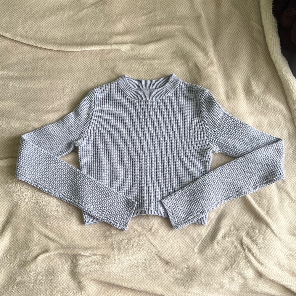 🪻Lilac Cropped Waffle Knit Sweater 🪻